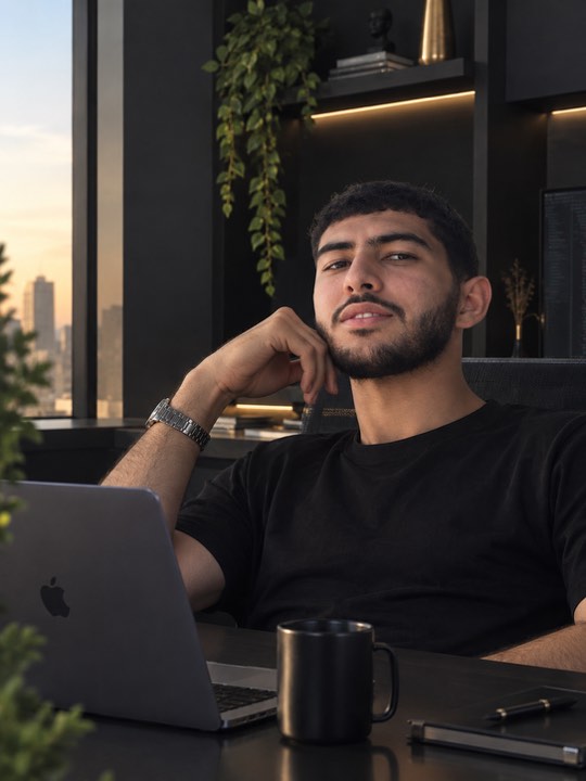 Riyad Hossam at his desk